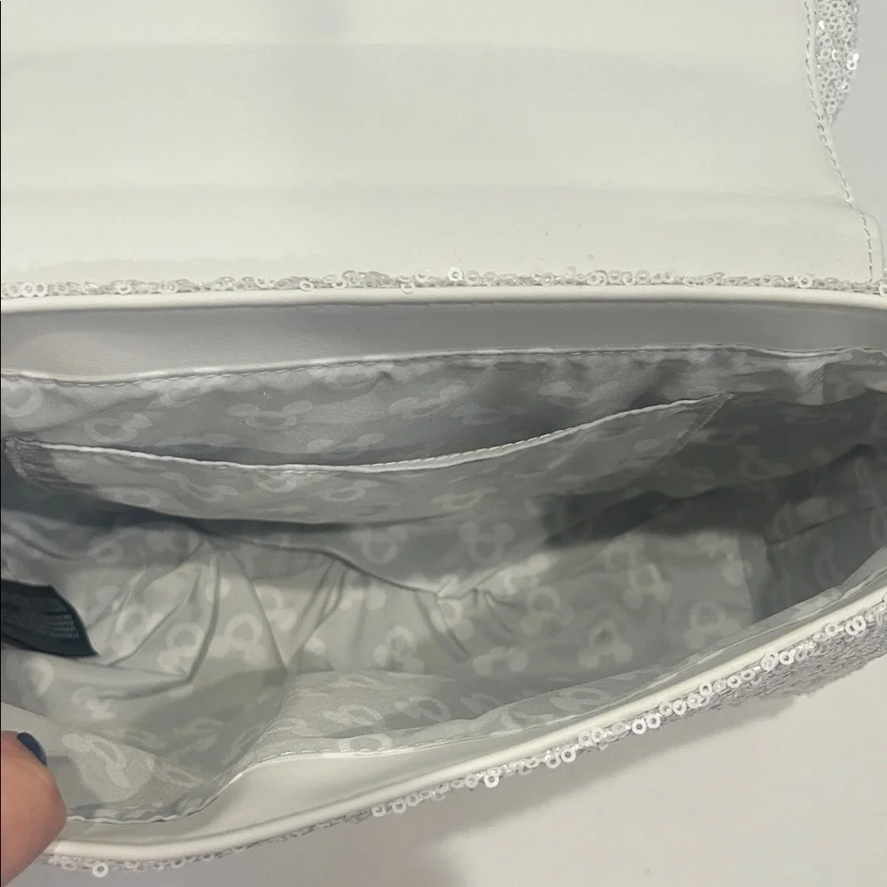 Disney Lounge fly White Sequin I do Wedding Bow Handbag New w tags